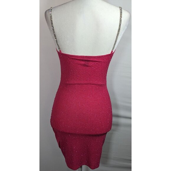 Windsor Raise A Glass Pink Glitter Mini Dress With Rhinestone Straps - Picture 13 of 13